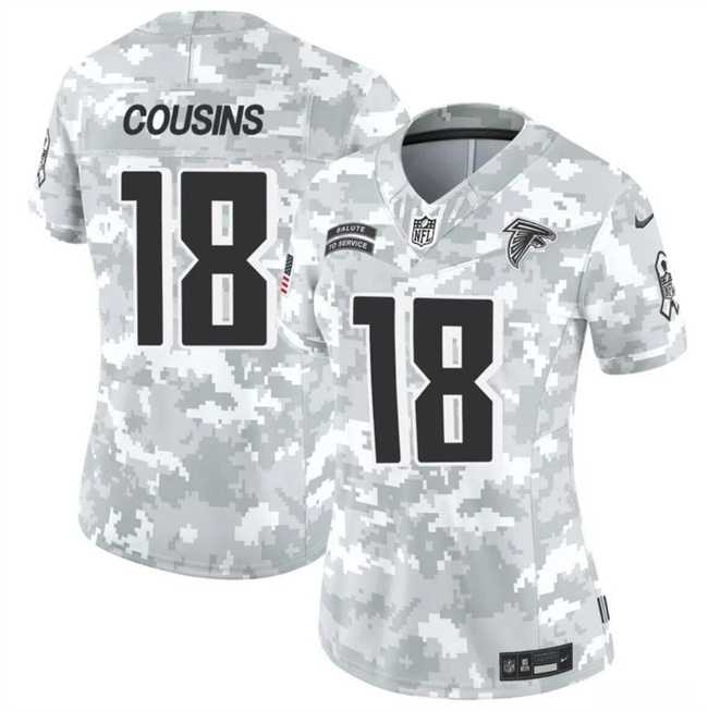 Women%27s Atlanta Falcons #18 Kirk Cousins 2024 F.U.S.E Arctic Camo Salute To Service Limited Stitched Jersey Dzhi